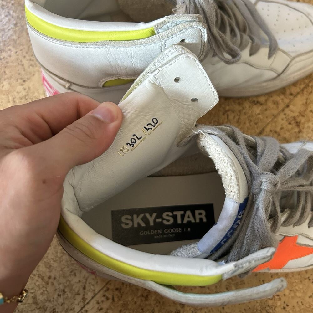 Golden Goose Sky Star 302/420 Limited White Leather High Top Sneakers Shoes 41 - Picture 6 of 7